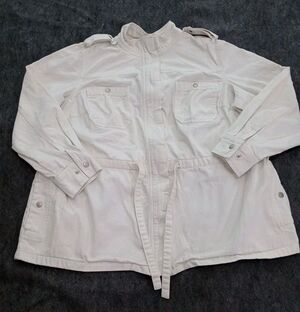 Taillissime La Redoute Women's 16W White Cotton Military Safari Utility Jacket